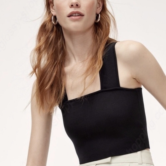 Black Square Neck Women's Top - Picture 1 of 8